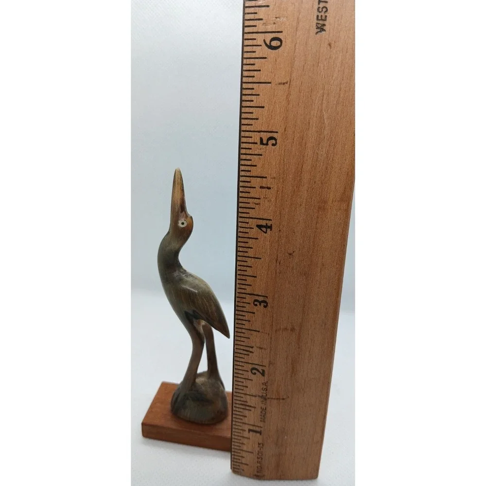 Hand Carved Wood Cranes Herons Bird Figurines Ring Holder RARE smooth wood
